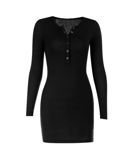 Cozy Chic Olive Ribbed Knit Henley Mini Dress - Your Fall & Winter Style Essential