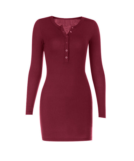 Cozy Chic Olive Ribbed Knit Henley Mini Dress - Your Fall & Winter Style Essential