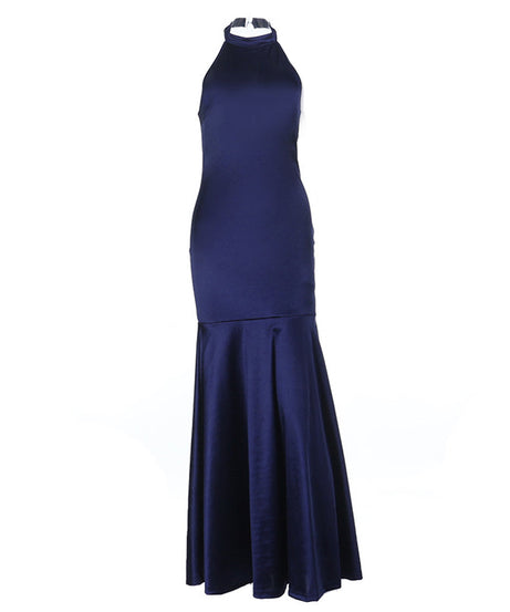 Stunning Navy Blue Halter Mermaid Gown - Your Elegant Choice for Holiday Parties & Formal Events