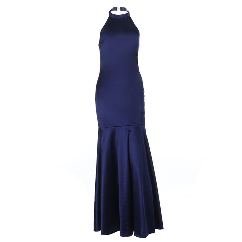 Stunning Navy Blue Halter Mermaid Gown - Your Elegant Choice for Holiday Parties & Formal Events