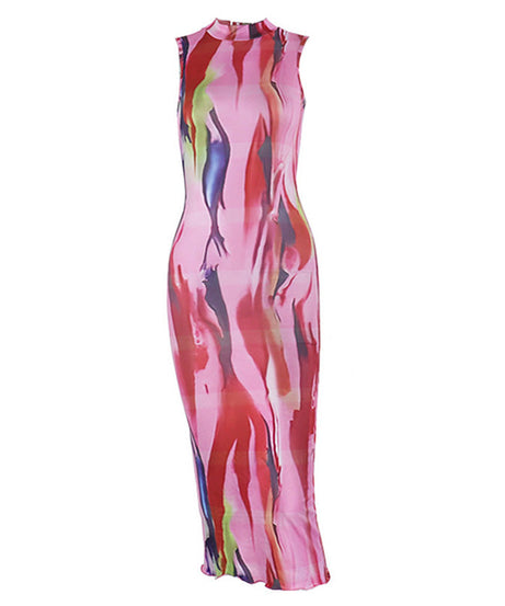 Artistic Abstract Mock Neck Maxi Dress - Your Fall Statement Piece