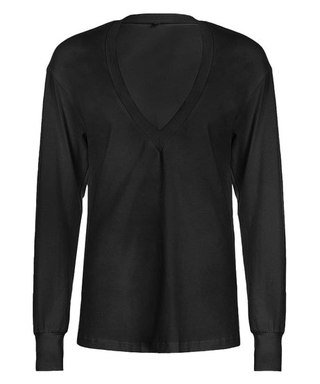 Soft & Stylish: Women's Deep V-Neck 100% Cotton Long Sleeve Top – Your Fall & Holiday Essential