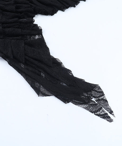 Gothic Chain Draping Long Sleeve Mini Dress - Edgy Fall & Halloween Statement Piece