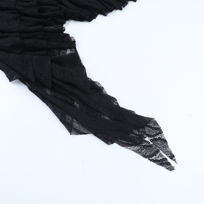 Gothic Chain Draping Long Sleeve Mini Dress - Edgy Fall & Halloween Statement Piece