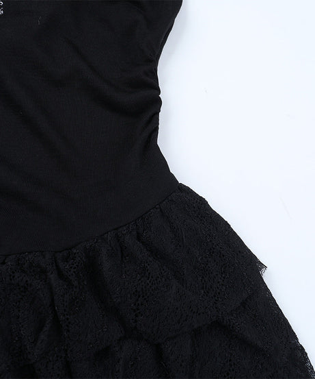 Gothic Chain Draping Long Sleeve Mini Dress - Edgy Fall & Halloween Statement Piece