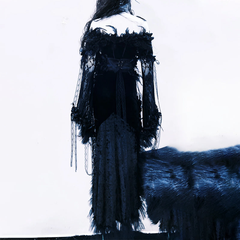 Enchanting Dark Rose Off-Shoulder Lace Maxi Dress - Your Ultimate Halloween & Fall Event Statement