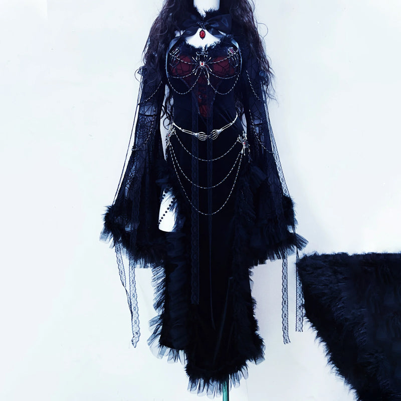 Bewitching Black & Red Gothic Vampire Maxi Dress - Your Ultimate Halloween & Dark Romance Statement