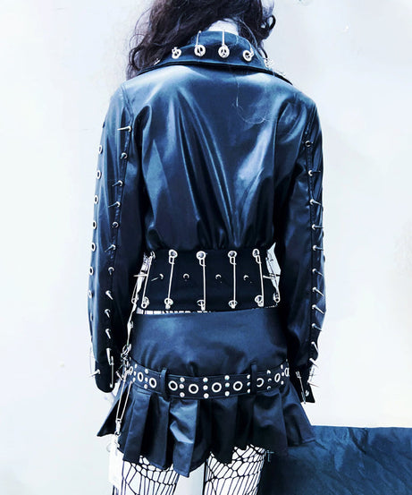 Rebel Heart Gothic Faux Leather Zip-Up Jacket | O-Ring & Spike Statement Top for Women