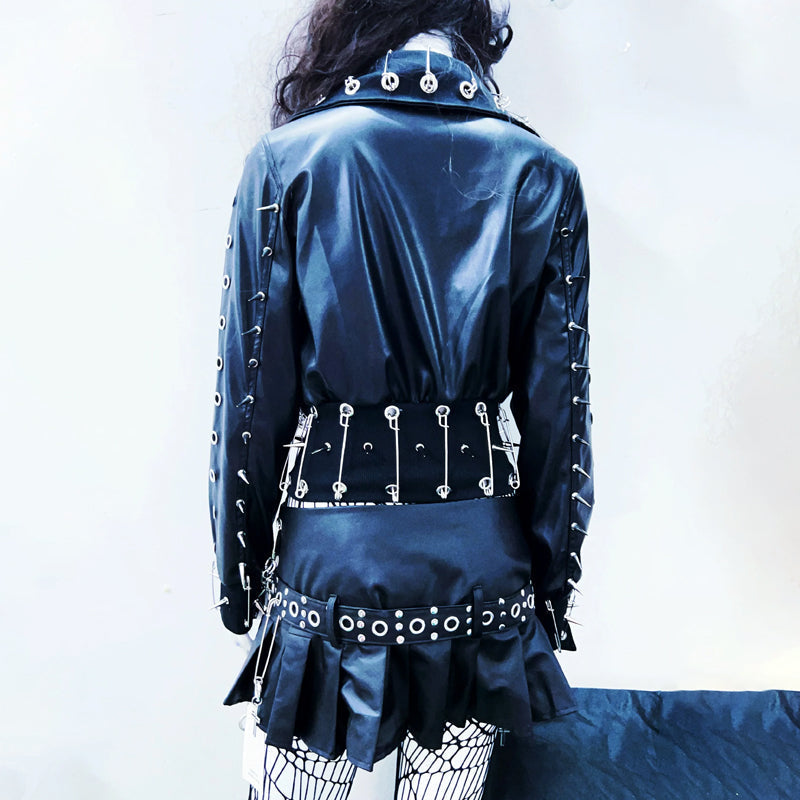 Rebel Heart Gothic Faux Leather Zip-Up Jacket | O-Ring & Spike Statement Top for Women