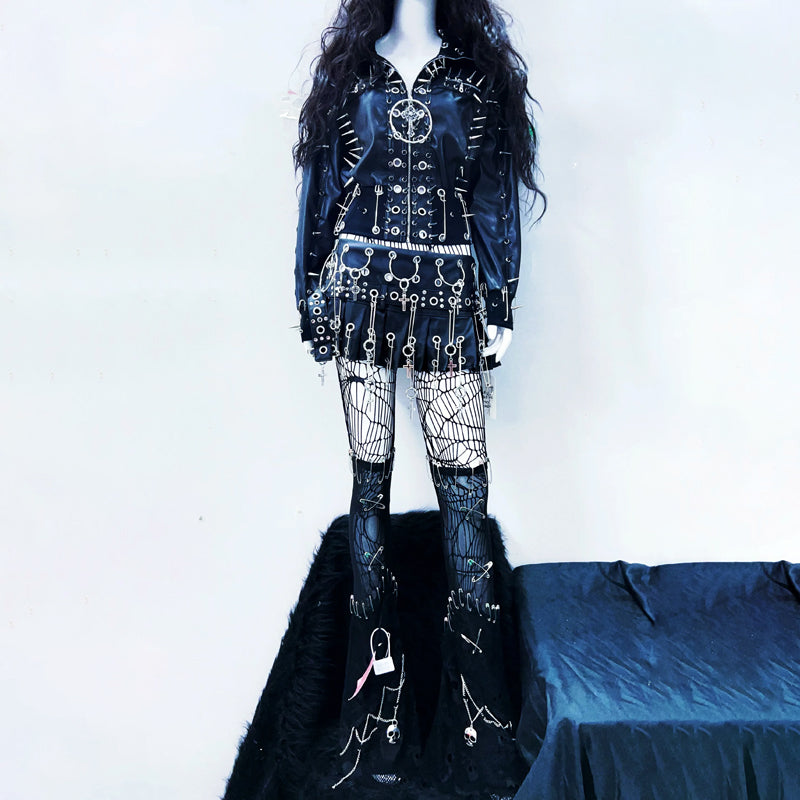 Rebel Heart Gothic Faux Leather Zip-Up Jacket | O-Ring & Spike Statement Top for Women