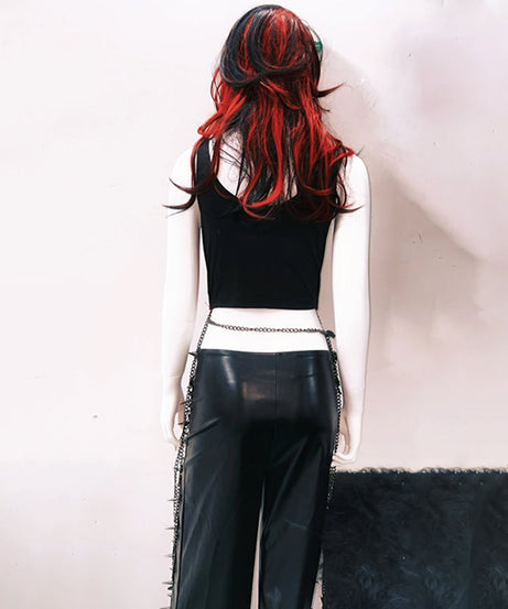 Rebel Red Spiked & Chained Goth Vest - Halloween, Club & Festival Ready for Women