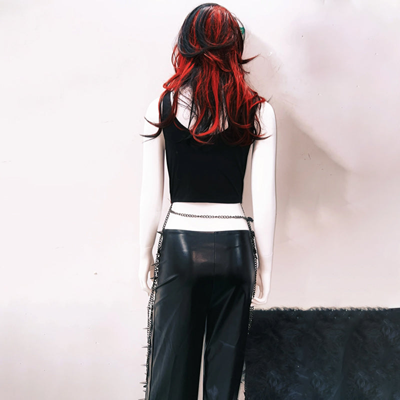 Rebel Red Spiked & Chained Goth Vest - Halloween, Club & Festival Ready for Women