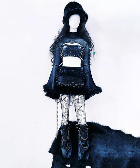 Spiked & Sheer Gothic Crop Top: Edgy Halloween & Fall Night Out Essential for American Women