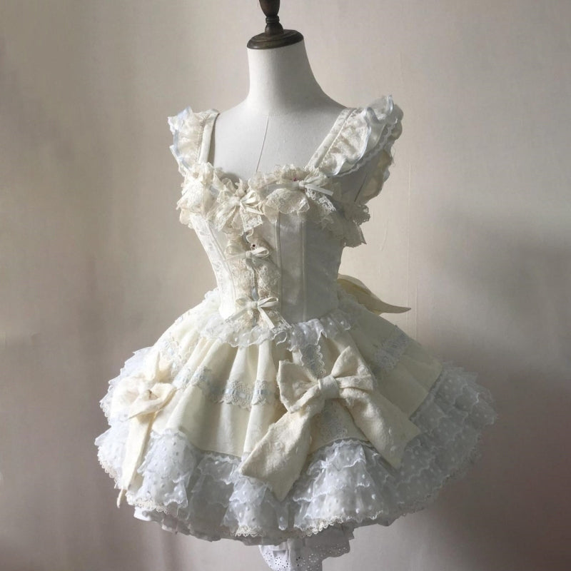 Ethereal Coquette Bow & Lace Mini Dress - Fall Festivities & Holiday Glamour