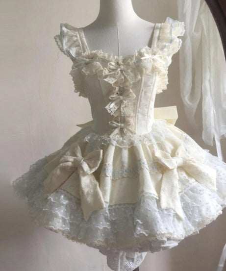 Ethereal Coquette Bow & Lace Mini Dress - Fall Festivities & Holiday Glamour