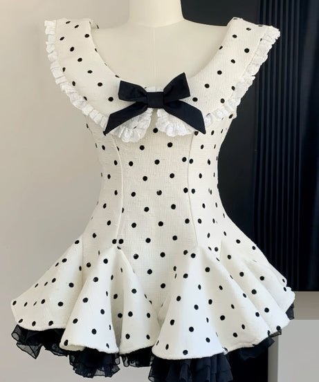 Coquette Chic Polka Dot Ruffle Mini Dress - Perfect for Fall Festivities & Holiday Sparkle