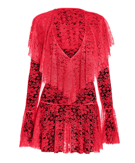 Enchanting White Lace Deep V Ruffle Mini Dress – Your Ethereal Pick for Halloween & Holiday Glam