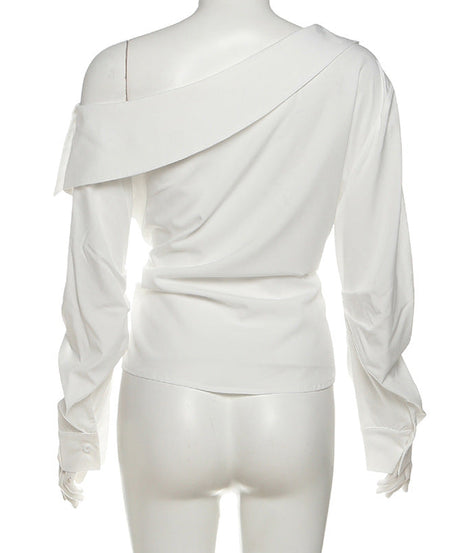 Asymmetrical Draped One-Shoulder Blouse | Effortless Fall & Holiday Glam