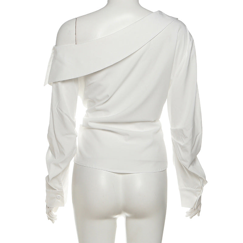 Asymmetrical Draped One-Shoulder Blouse | Effortless Fall & Holiday Glam