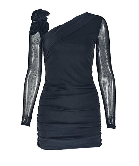 Chic White Floral One-Shoulder Ruched Mini Dress - Holiday Party & New Year's Eve Glam