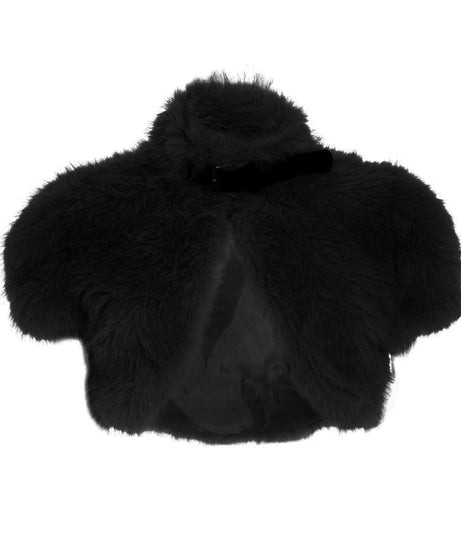 Chic Faux Fur Cropped Bolero Shrug with Buckle Detail – Holiday & Winter Party Ready