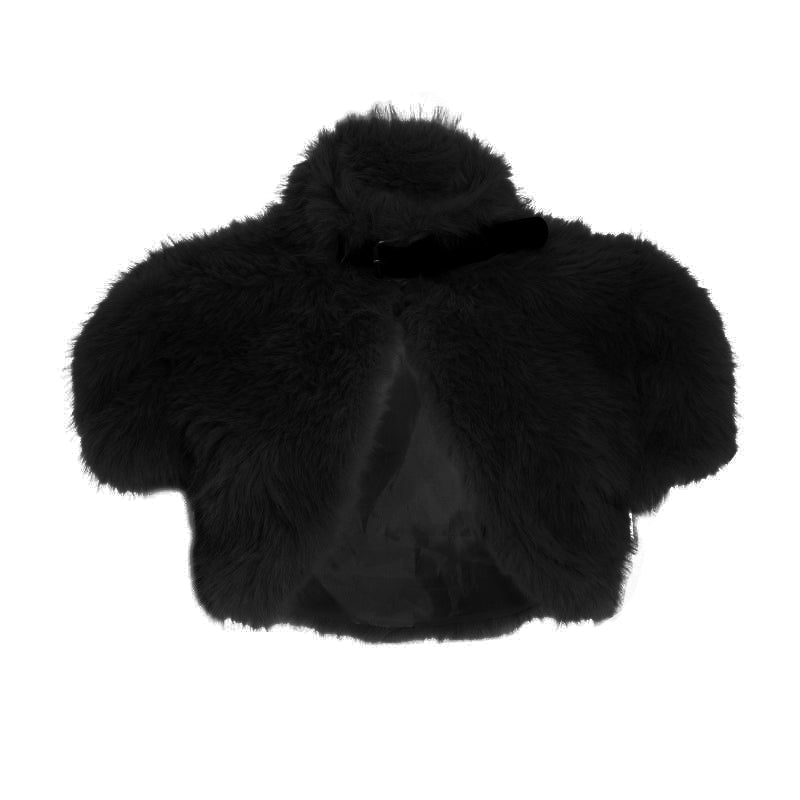 Chic Faux Fur Cropped Bolero Shrug with Buckle Detail – Holiday & Winter Party Ready