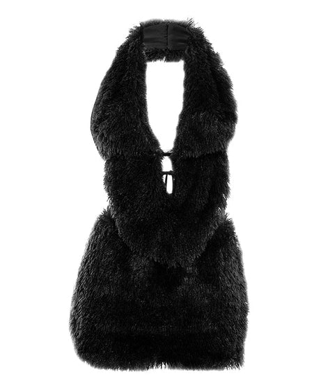 Cozy Luxe Faux Fur Halter Mini Skirt Set – Your Glamorous Winter & Holiday Statement