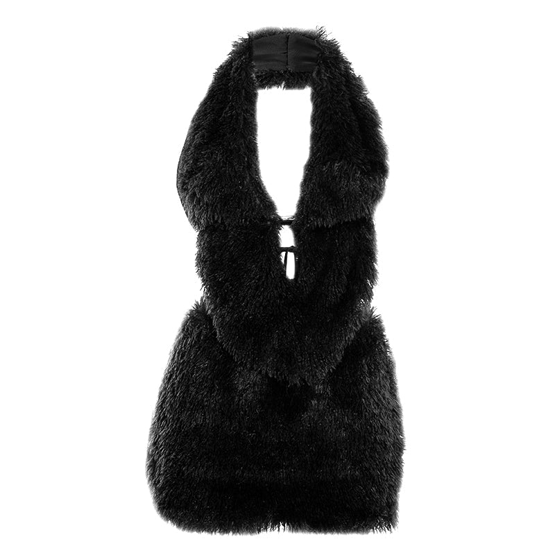 Cozy Luxe Faux Fur Halter Mini Skirt Set – Your Glamorous Winter & Holiday Statement