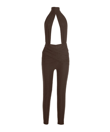 Head-Turning Black Halter Plunge Jumpsuit – Holiday Party & New Year's Eve Glam