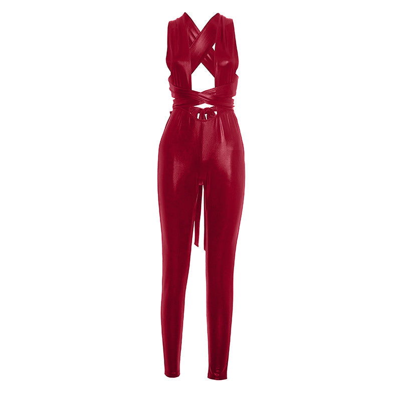 Daring Liquid Shine Backless Jumpsuit – Your Ultimate Holiday Party & NYE Statement