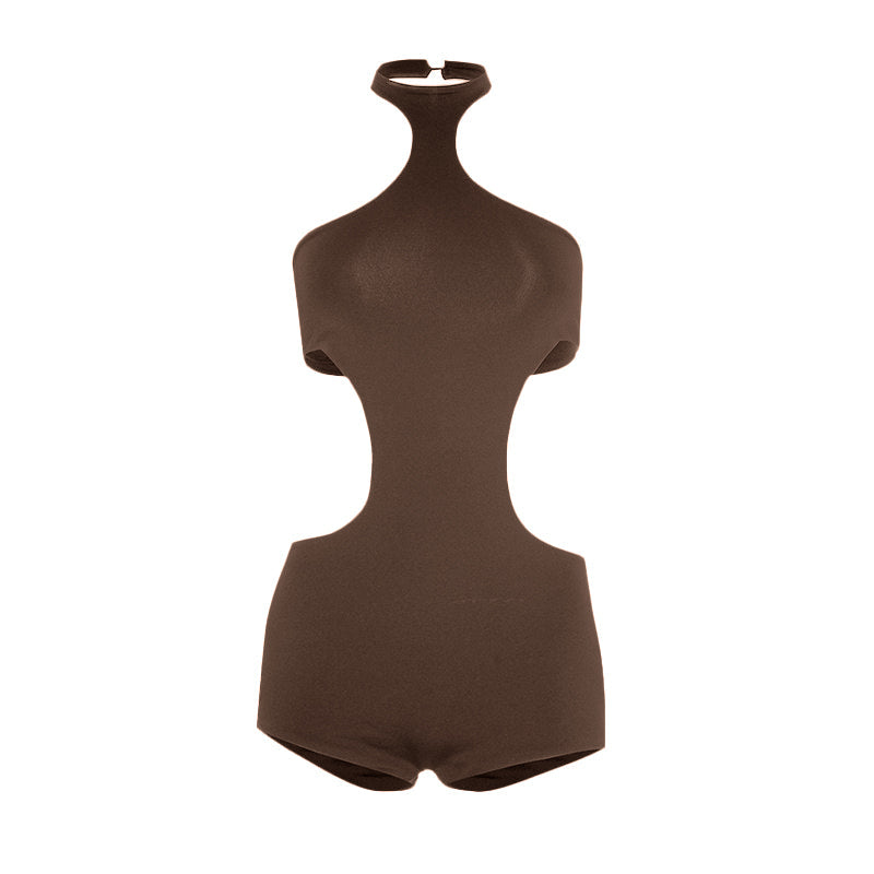 Sleek Black Halter Cut-Out Playsuit – Your Essential for Holiday Parties & Nights Out