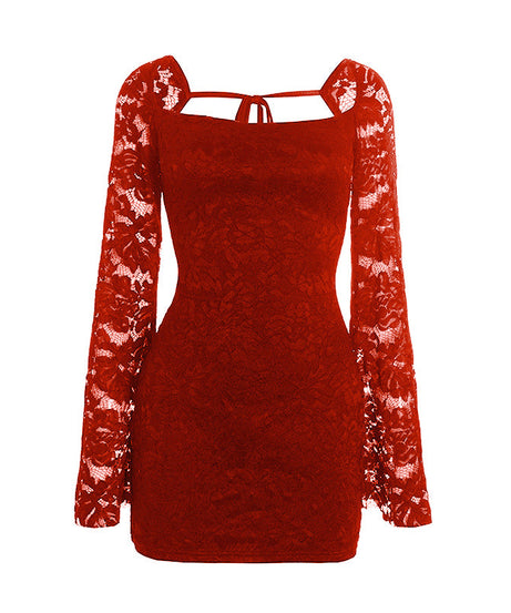 Chic Black Lace Long Sleeve Mini Dress - Perfect for Holiday Parties & Date Nights