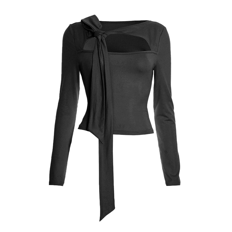 Blush Elegance: The Tie-Front Cutout Long Sleeve Top - Fall & Holiday Style