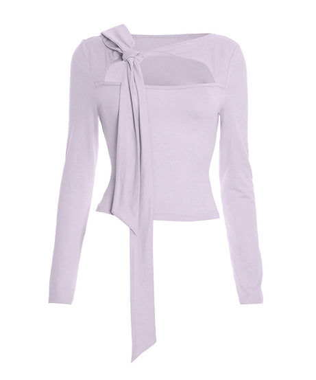 Blush Elegance: The Tie-Front Cutout Long Sleeve Top - Fall & Holiday Style