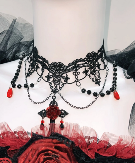 Enchanting Gothic Vampire Rose Lace Mini Dress Set - Your Ultimate Halloween & Fall Party Look