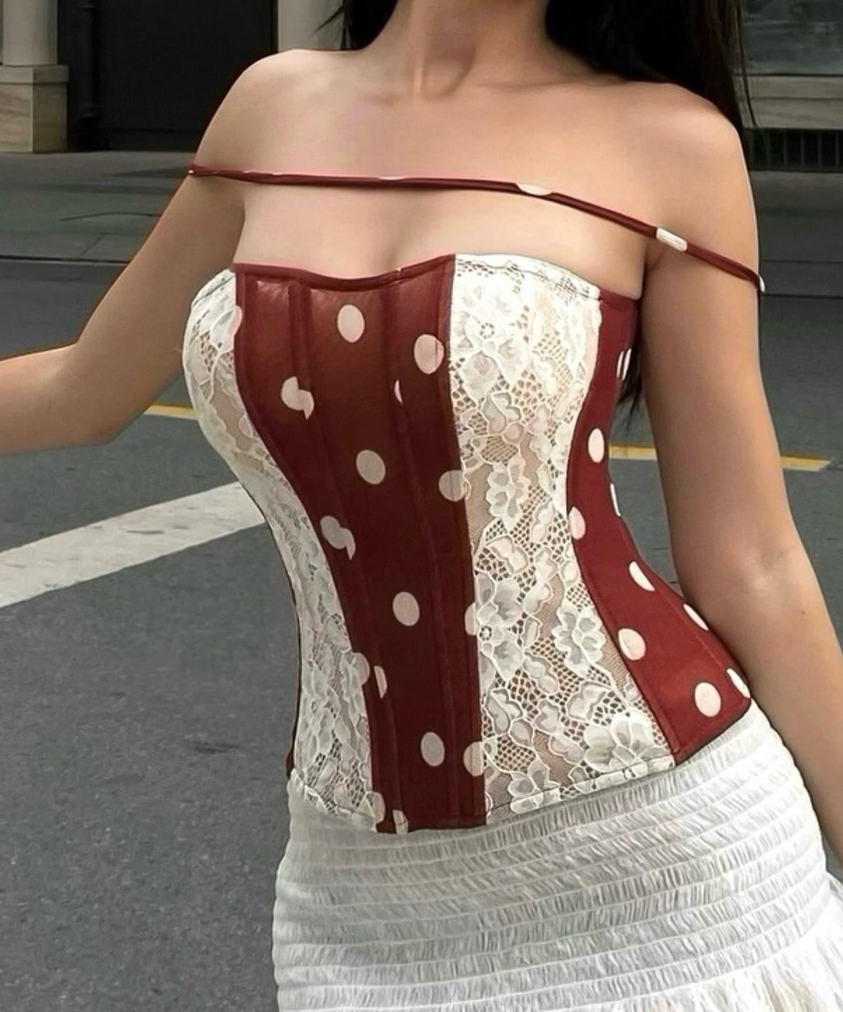Effortless Chic Polka Dot & Lace Corset Top | Your Fall & Holiday Statement Piece