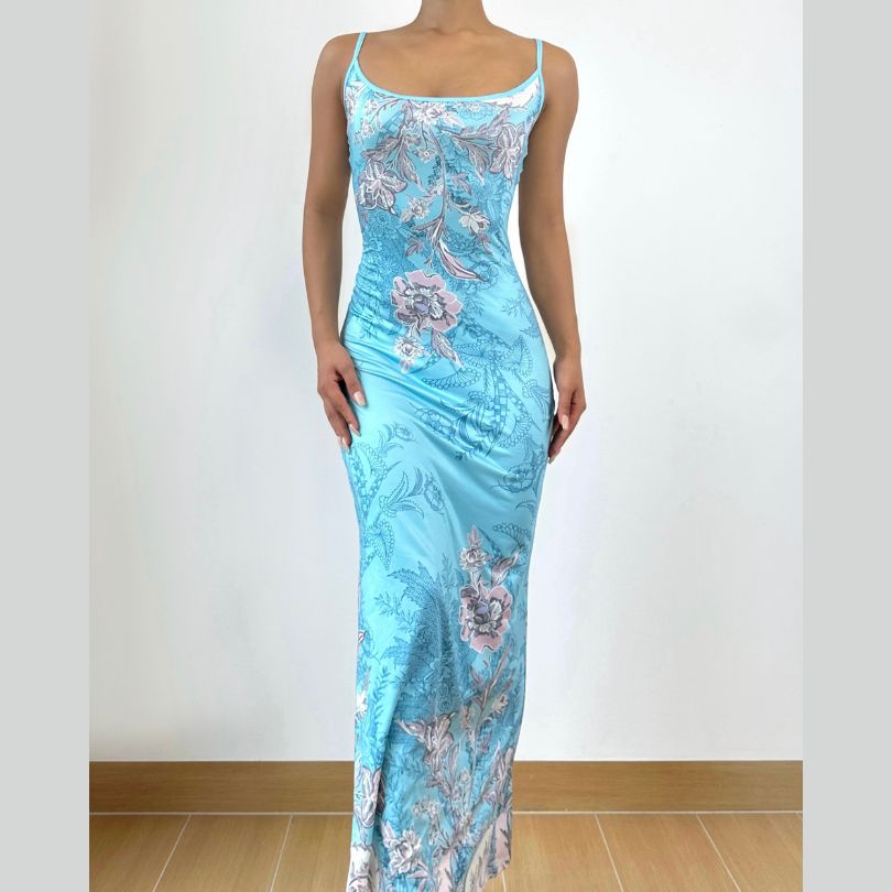 Effortless Chic Sky Blue Floral Maxi Dress - Your Dreamy Fall Getaway Essential