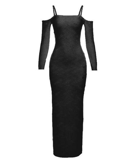 Chic White Ribbed Off-Shoulder Maxi Dress | Fall & Holiday Season Staple