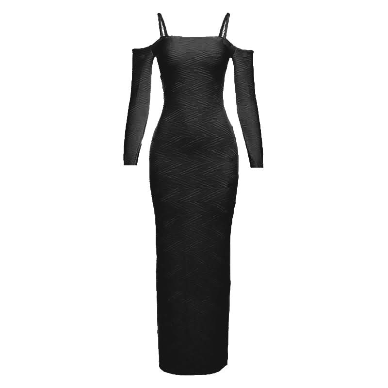 Chic White Ribbed Off-Shoulder Maxi Dress | Fall & Holiday Season Staple