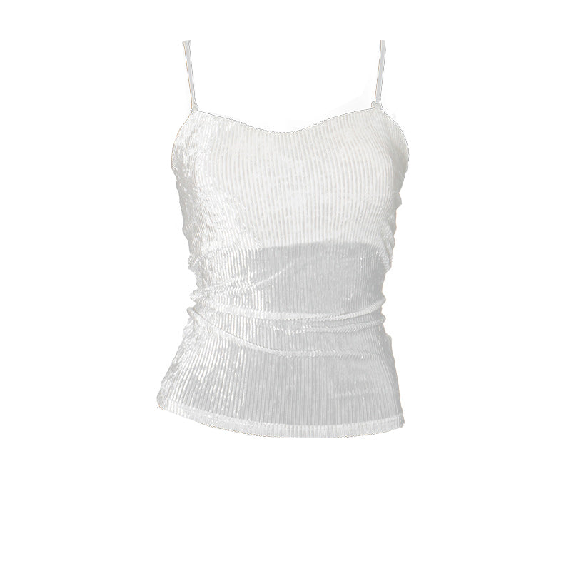 Chic Fall Nights: Adjustable Stretch Corduroy Backless Cami Top