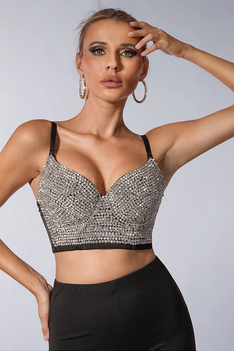 Celyne Sparkling Rhinestone Bustier Top