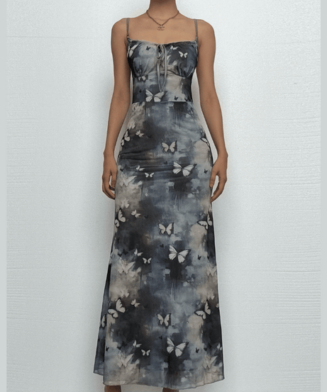 Enchanting Twilight Butterfly Tie-Front Cami Maxi Dress - Fall Dreamer Style