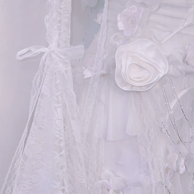 Ethereal Floral Applique Sheer Maxi Gown – Dreamy Bridal, Enchanted Fall Gala & Unique Halloween Costume