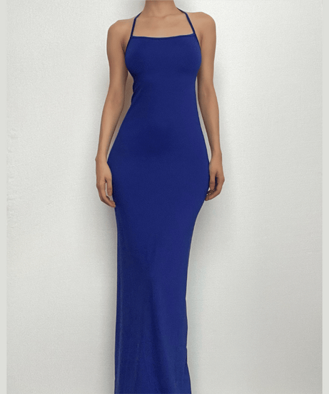 Showstopper Royal Blue Backless Maxi Dress with Tie Straps - Perfect for Fall & Holiday Parties