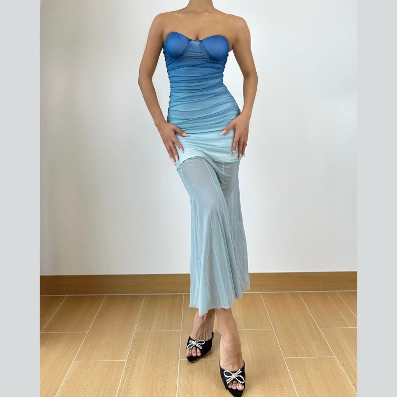 Stunning Ombré Mesh Tube Midi Dress - Fall Party & Holiday Glam