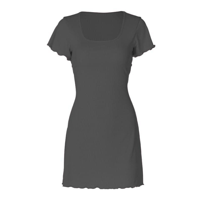 Cute Pink Ribbed Knit Mini Dress with Lettuce Trim - Fall Ready Style