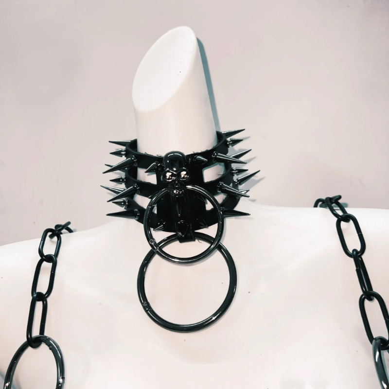 Unleash Your Inner Vixen: Spiked & Chained Goth Clubwear Set - Perfect for Halloween, Raves & Fall Nights
