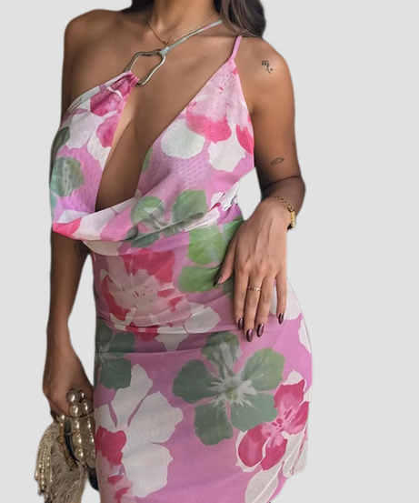 Vibrant Tie-Dye One-Shoulder Cowl Neck Mini Dress - Your Go-To for Fall Parties & Nights Out