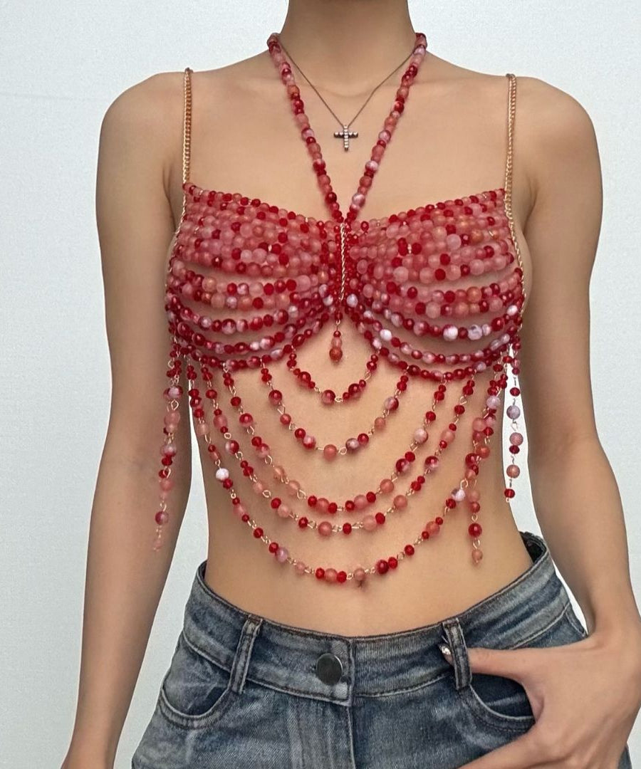 Emerald Dream Beaded Halter Top | Dazzling Resort & Festival Statement Piece for Women