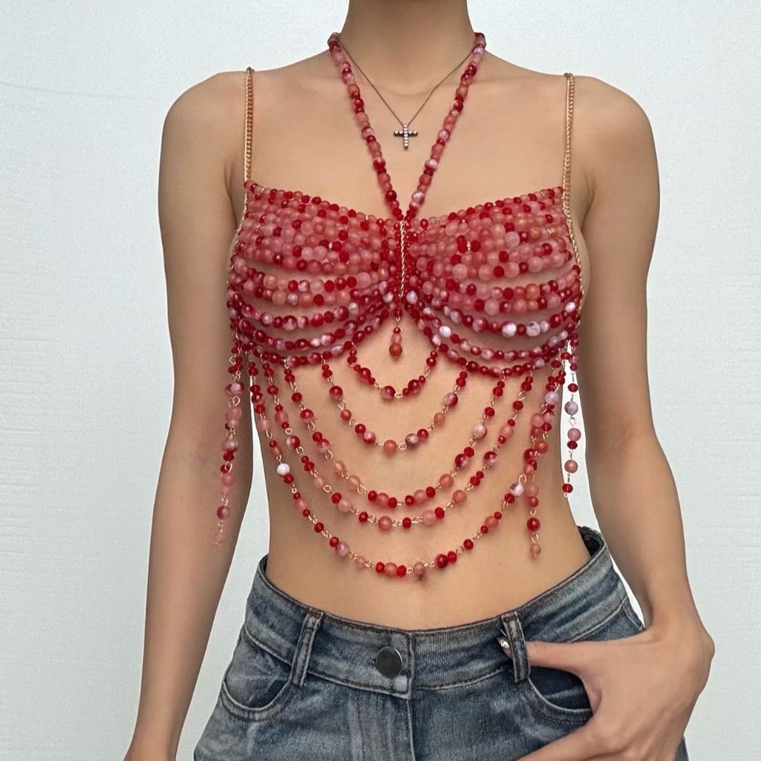 Emerald Dream Beaded Halter Top | Dazzling Resort & Festival Statement Piece for Women